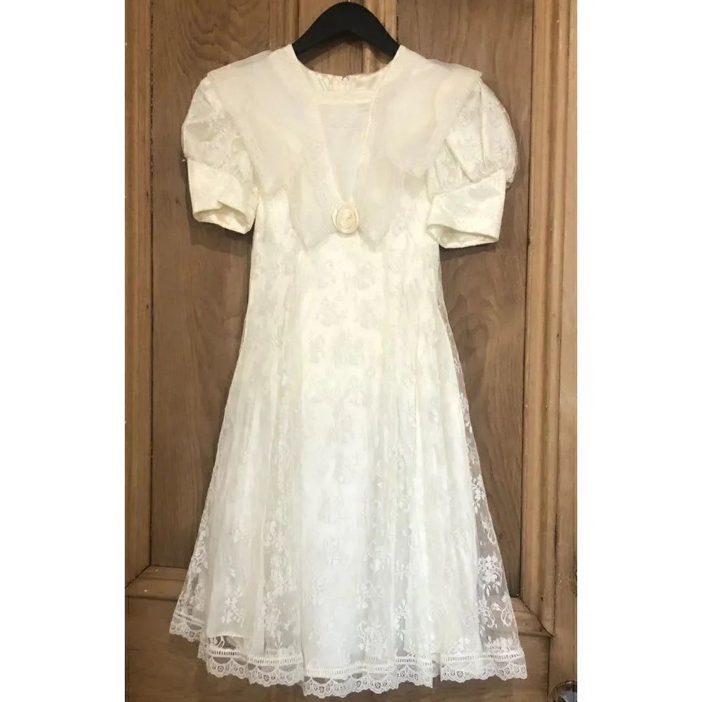 Vintage Victorian Style Portrait Lace Dress Holiday Wedding Girls 10